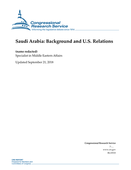 Saudi Arabia: Background and US Relations