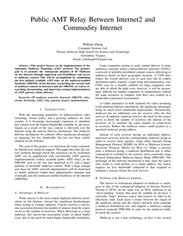 Public AMT Relay Between Internet2 and Commodity Internet