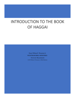 Introduction to the Book of Haggai