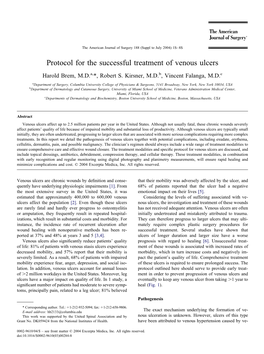 Protocol for the Successful Treatment of Venous Ulcers