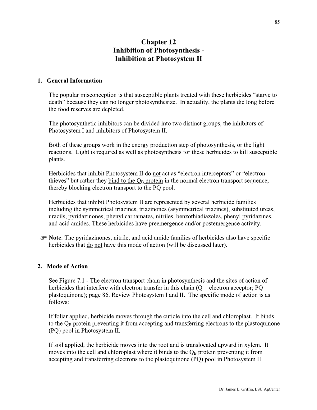 Chapter 12 Inhibition of Photosynthesis - Inhibition at Photosystem II