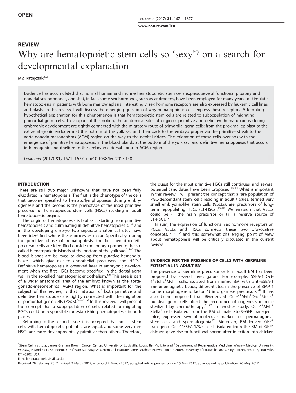 Why Are Hematopoietic Stem Cells So ‘Sexy’? on a Search for Developmental Explanation