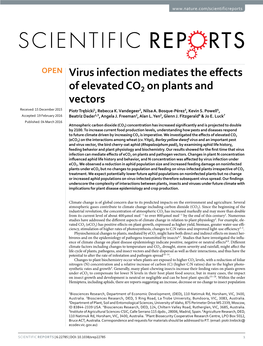 Virus Infection Mediates the Effects of Elevated CO2 on Plants and Vectors Received: 15 December 2015 Piotr Trębicki1, Rebecca K