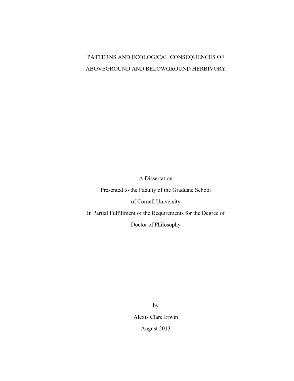 Patterns and Ecological Consequences of Aboveground and Belowground Herbivory