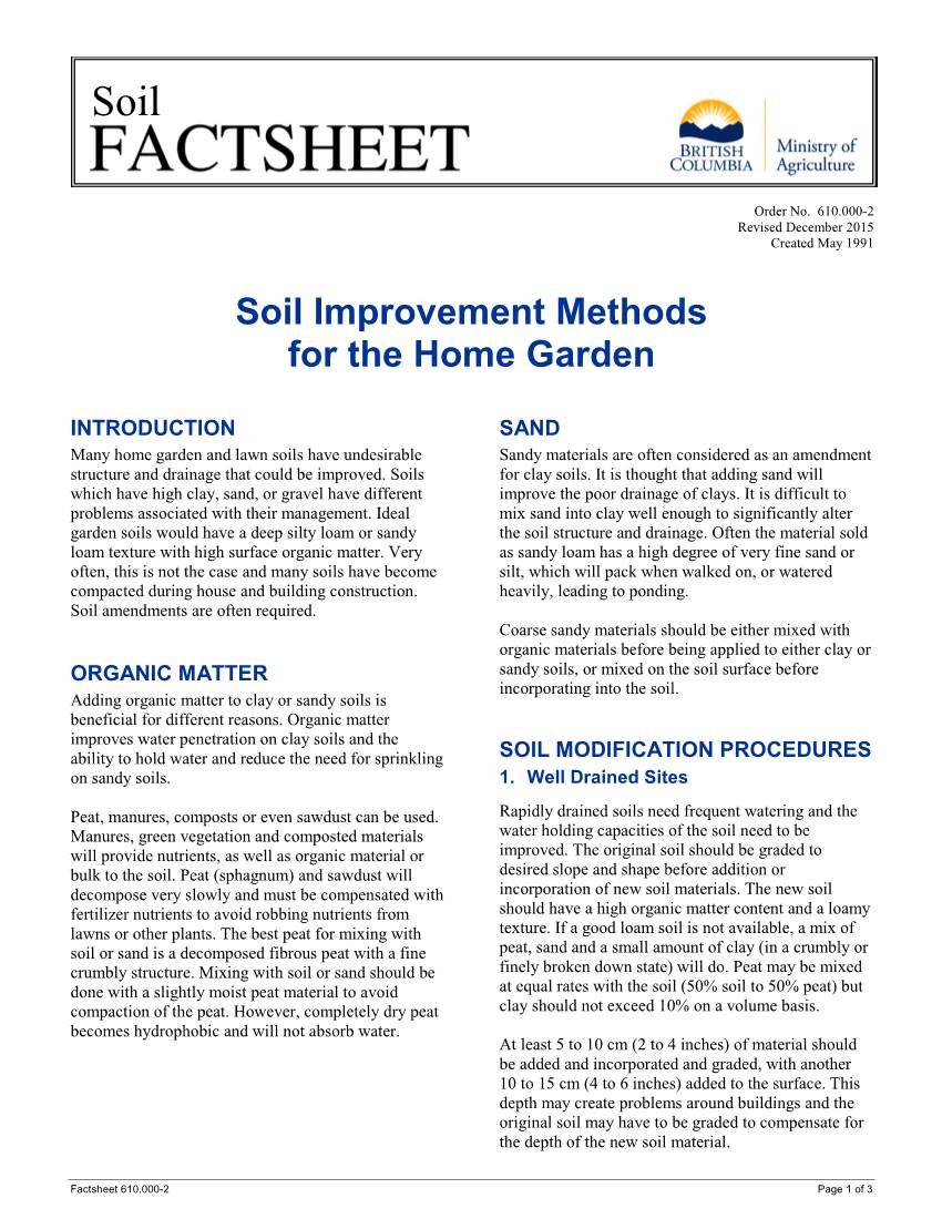 Soil Improvement Methods for the Home Garden