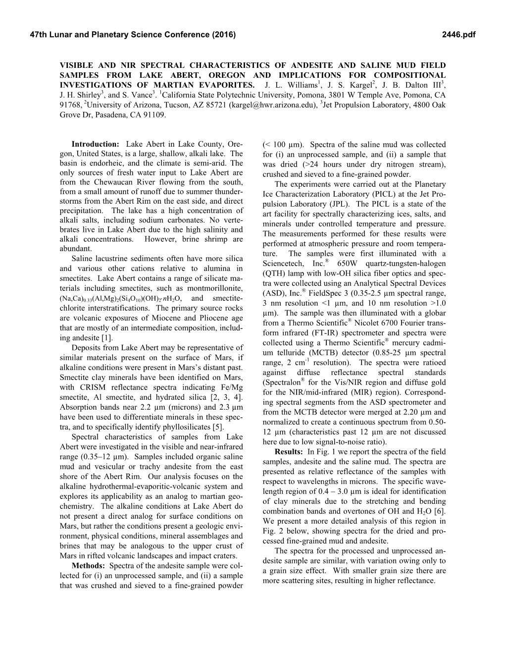 Visible and Nir Spectral Characteristics Of