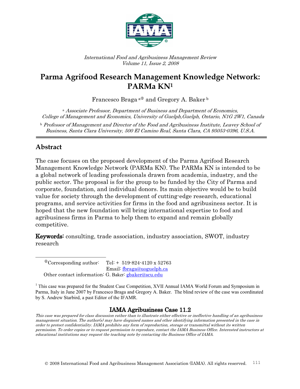 Parma Agrifood Research Management Knowledge Network: Parma KN1
