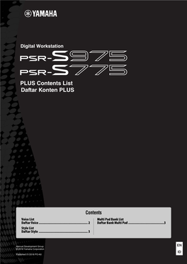 PSR-S975/S775 PLUS Contents List Style List / Daftar Style