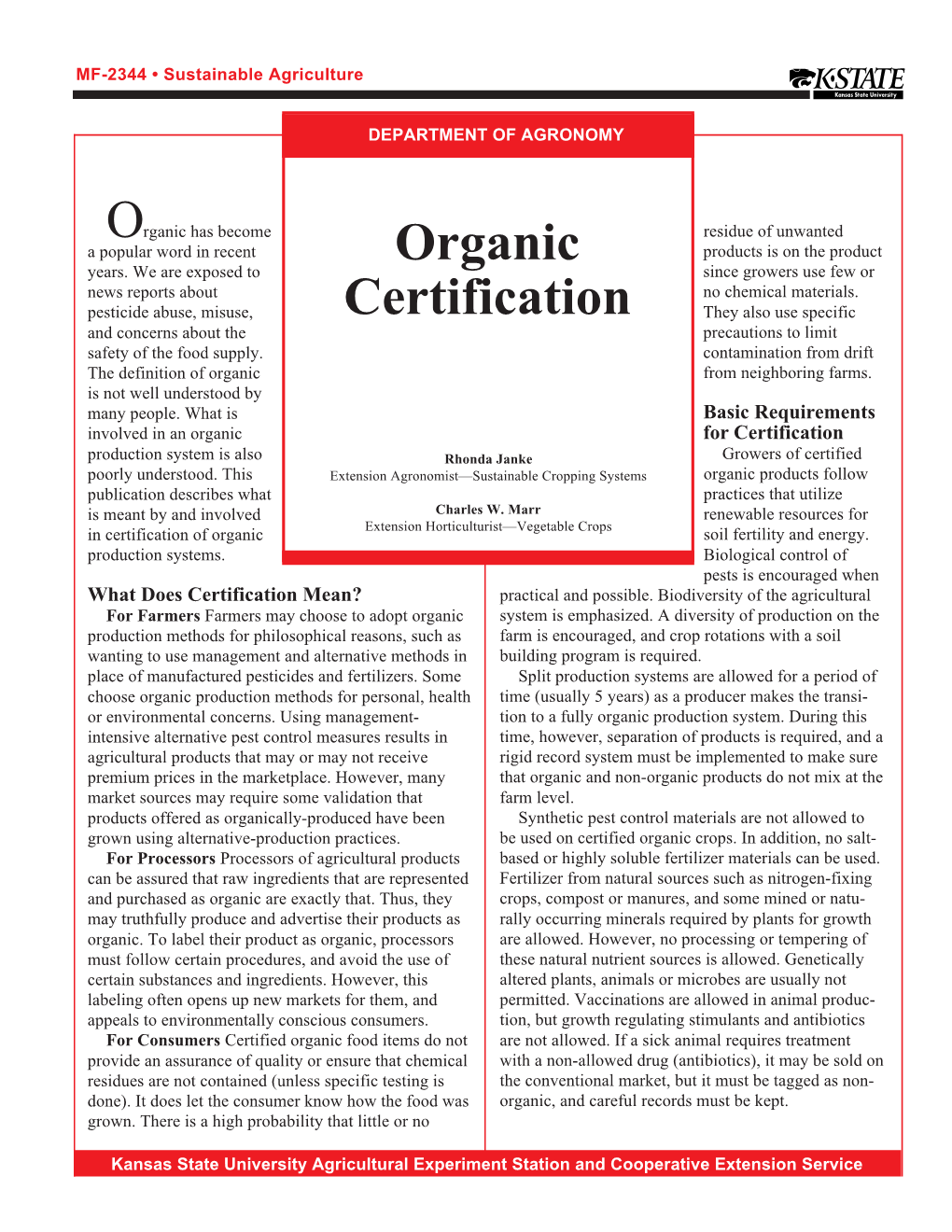 Organic Certification Standards Is Present