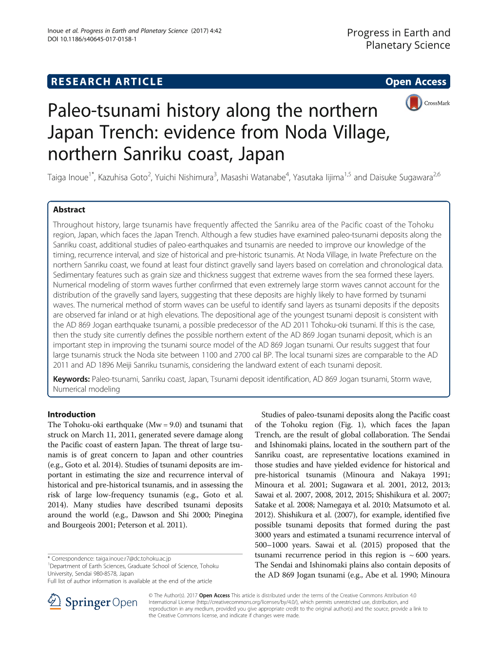 Paleo-Tsunami History Along the Northern Japan Trench: Evidence