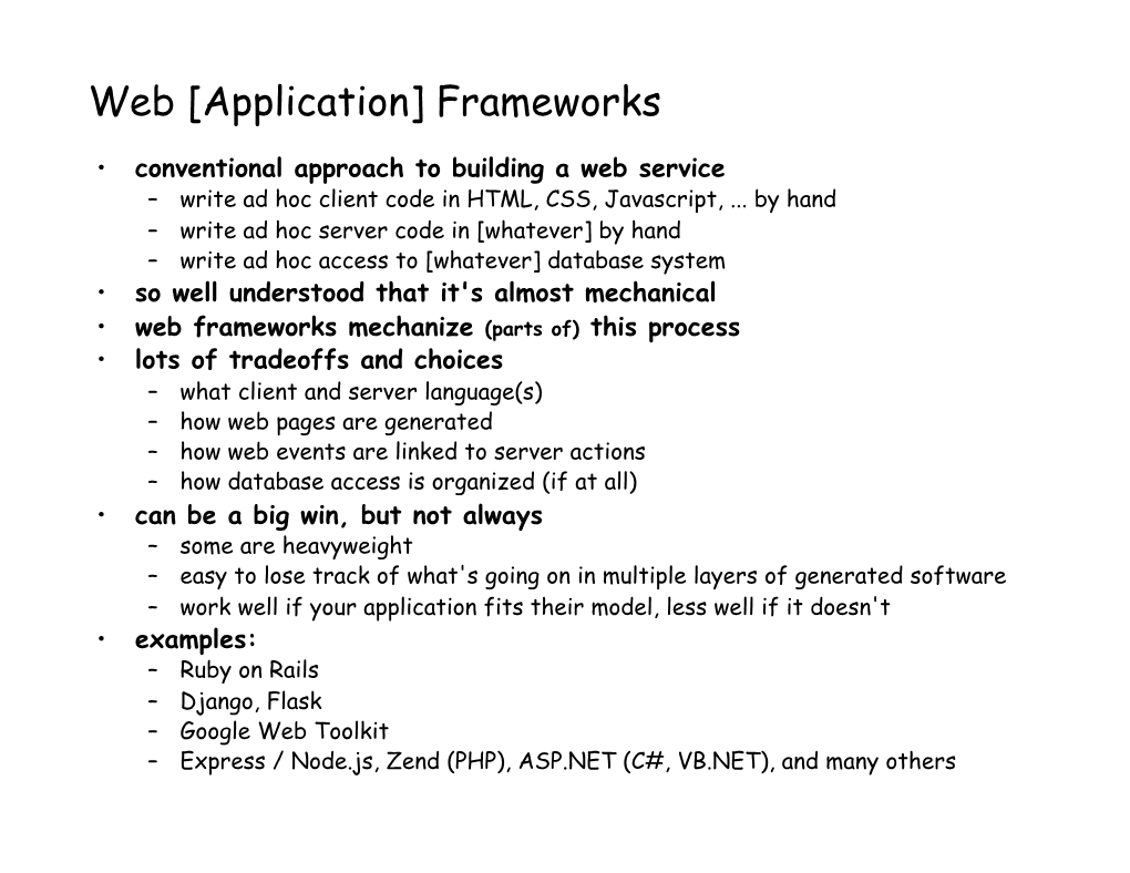 Web [Application] Frameworks