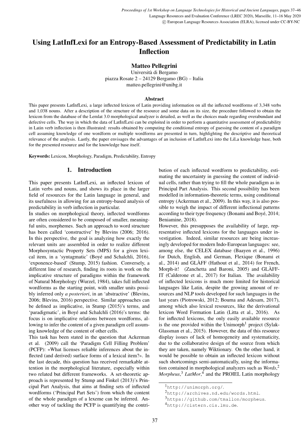 Using Latinflexi for an Entropy-Based Assessment of Predictability in Latin Inﬂection