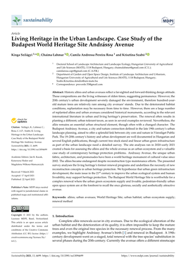 Living Heritage in the Urban Landscape. Case Study of the Budapest World Heritage Site Andrássy Avenue