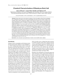 Chemical Characterisation of Himalayan Rock Salt