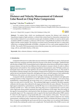 Distance and Velocity Measurement of Coherent Lidar Based on Chirp Pulse Compression