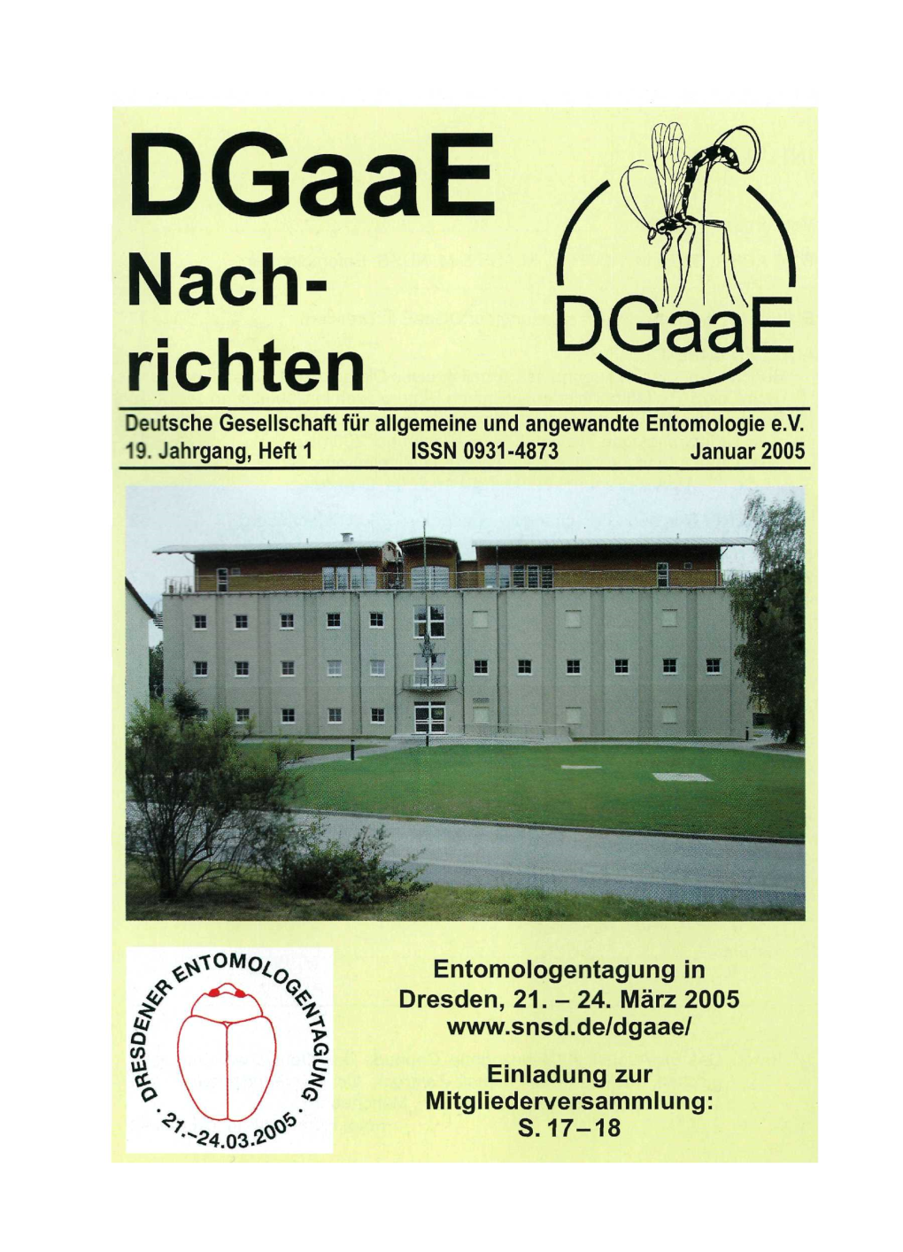 Dgaae Nach- Richten Dgâàe Deutsche Gesellschaft Für Allgemeine Und Angewandte Entomologie E.V