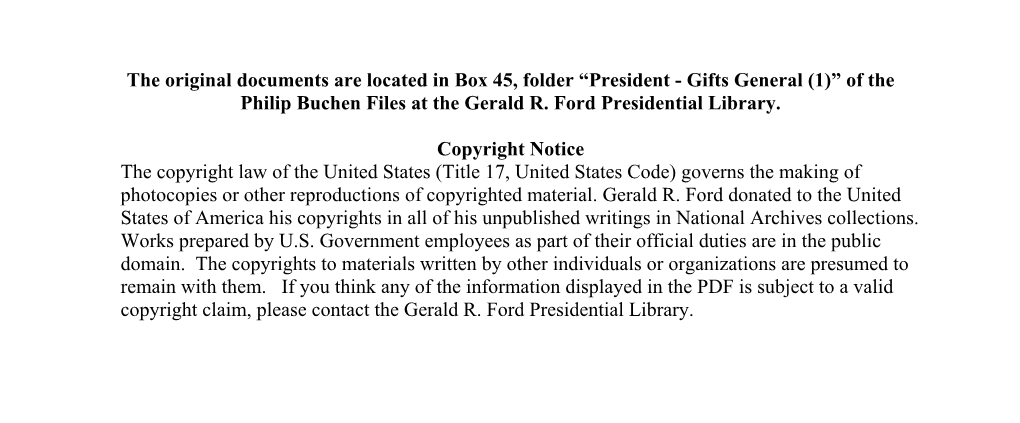 President - Gifts General (1)” of the Philip Buchen Files at the Gerald R