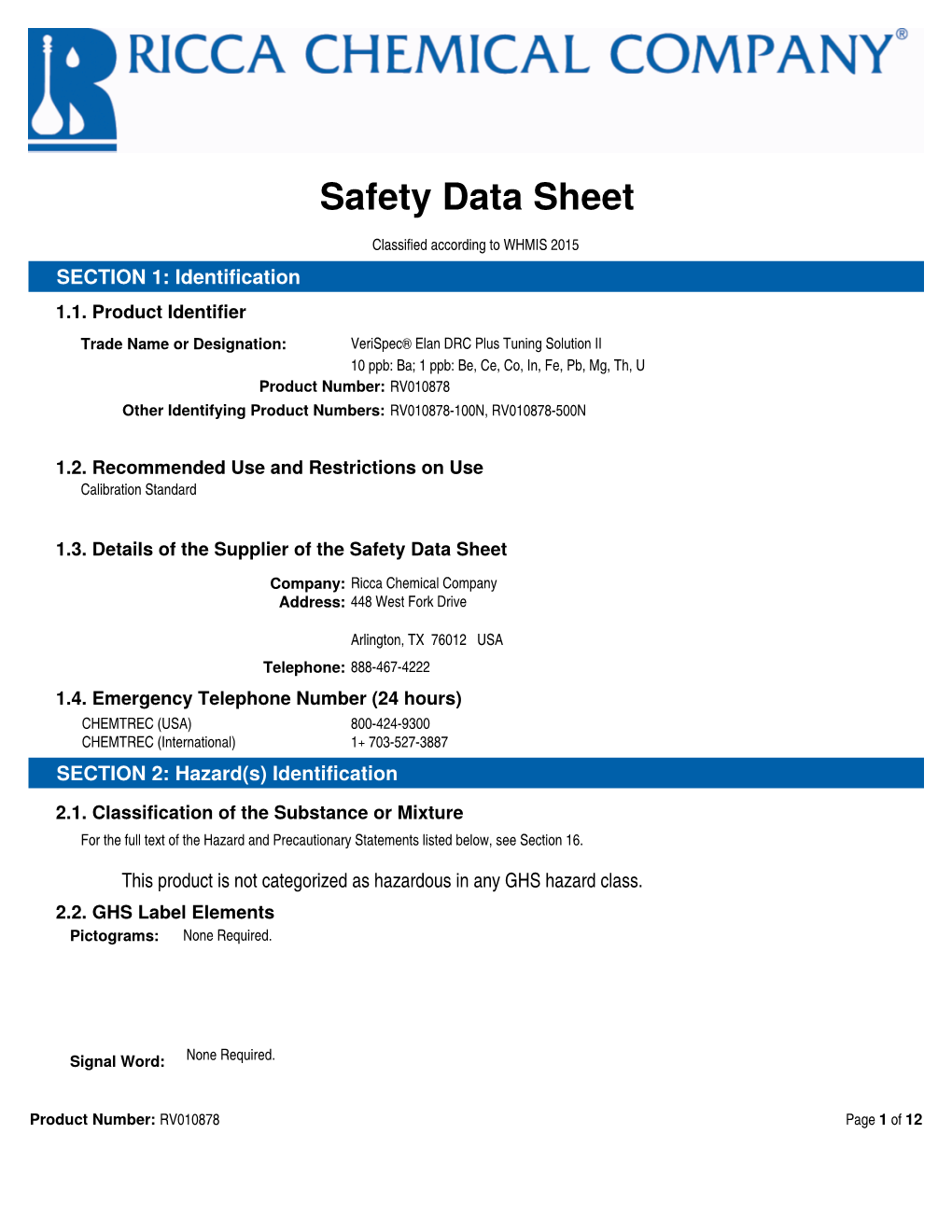 Safety Data Sheet