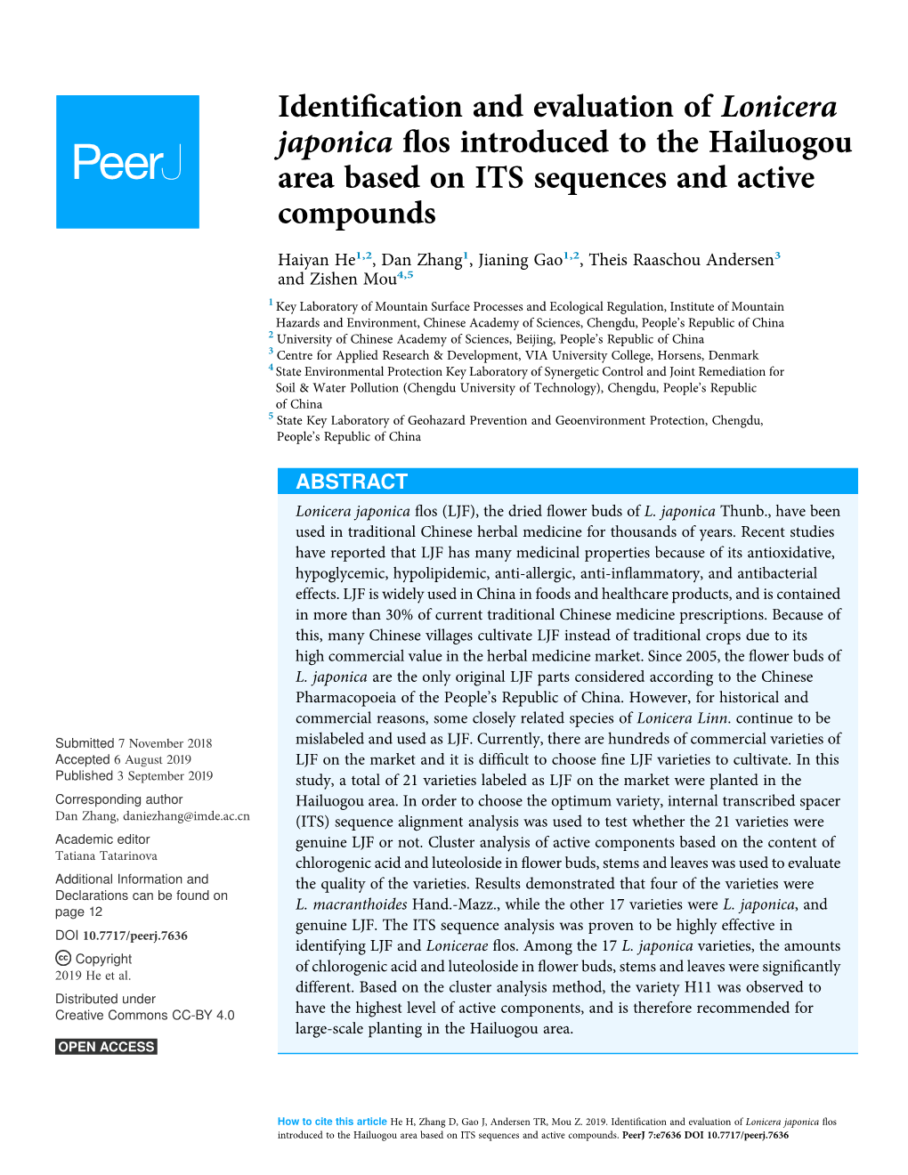 Identification and Evaluation of Lonicera Japonica Flos Introduced To