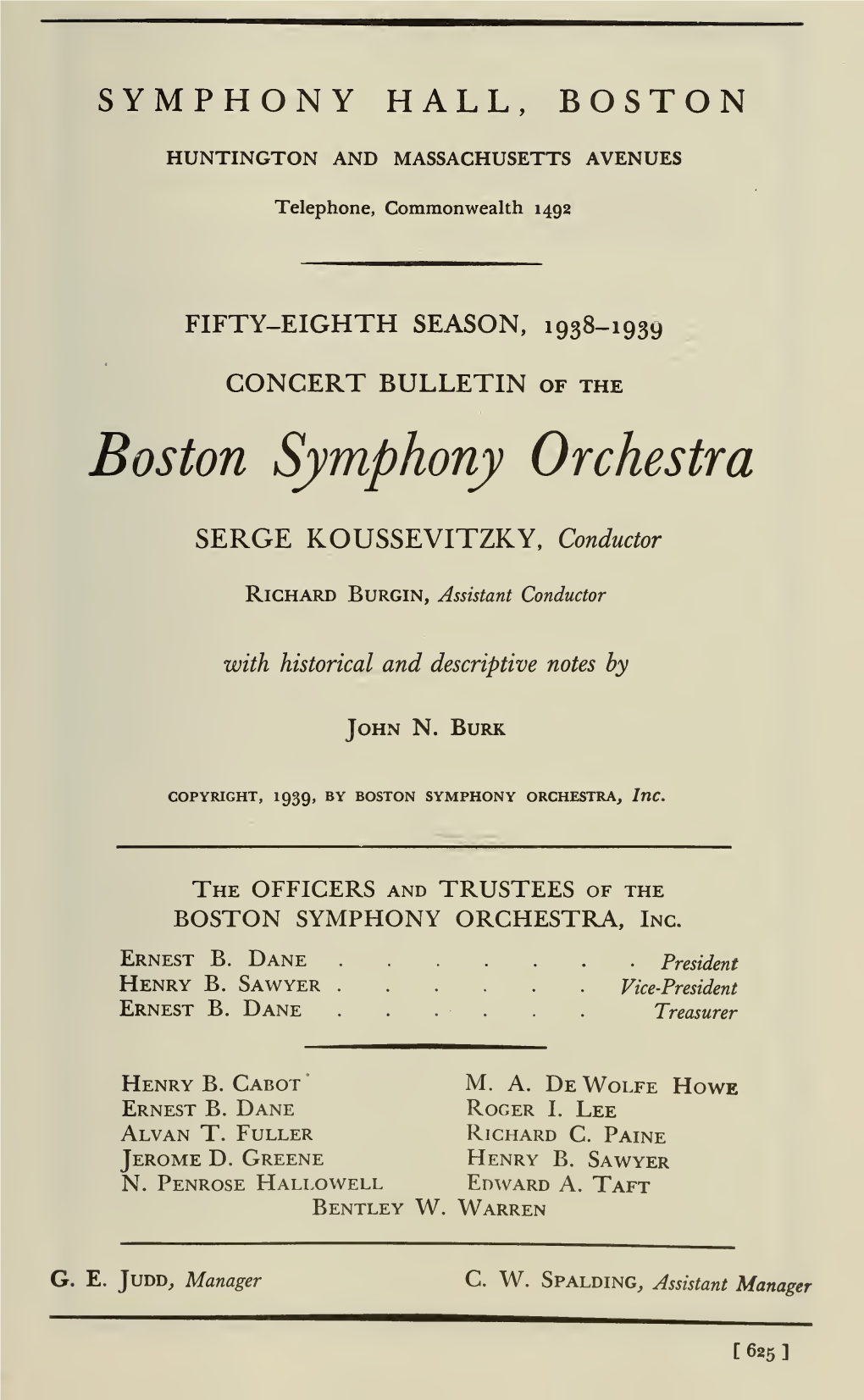 Boston Symphony Orchestra Concert Programs, Season 58,1938-1939