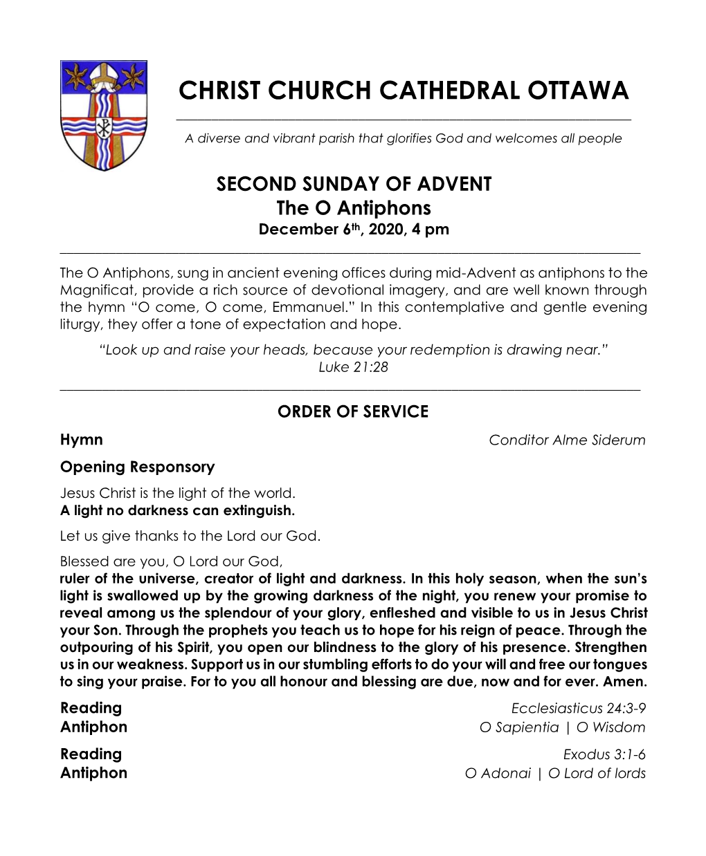 CHRIST CHURCH CATHEDRAL OTTAWA ______A Diverse and Vibrant Parish That Glorifies God and Welcomes All People