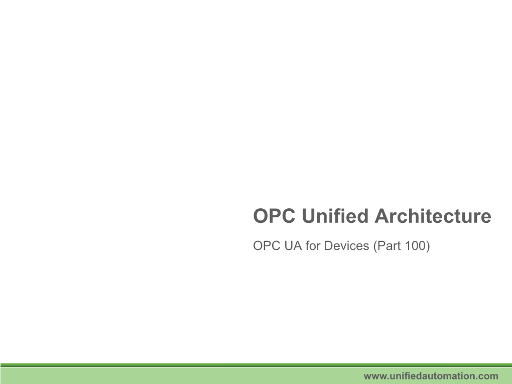 OPC UA for Devices (Part 100)