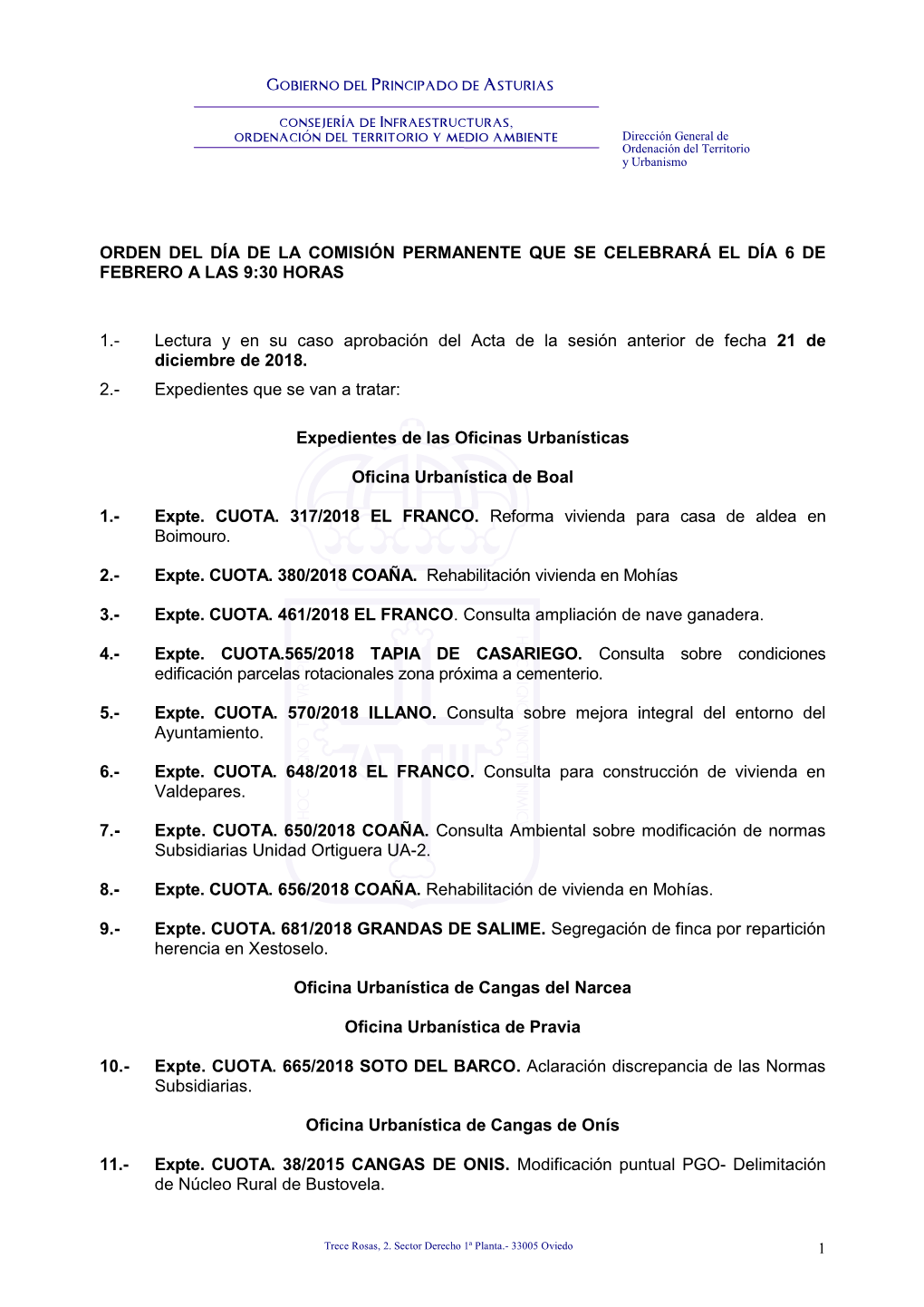 Lectura Y En Su Caso Aprobación Del Acta De La Sesión Anterior De Fecha 21 De Diciembre De 2018