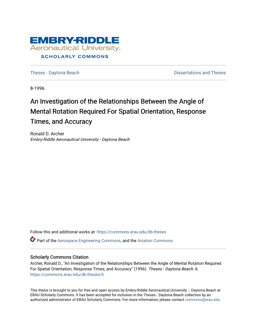 An Investigation of the Relationships Between the Angle of Mental Rotation Required for Spatial Orientation, Response Times, and Accuracy