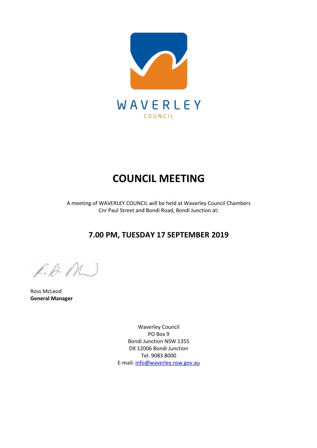 Agenda of Council