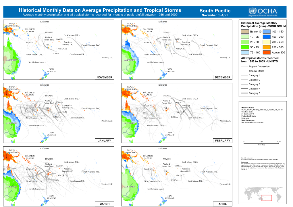 Historical Monthly Data on Average Precipitation and Tropical Storms