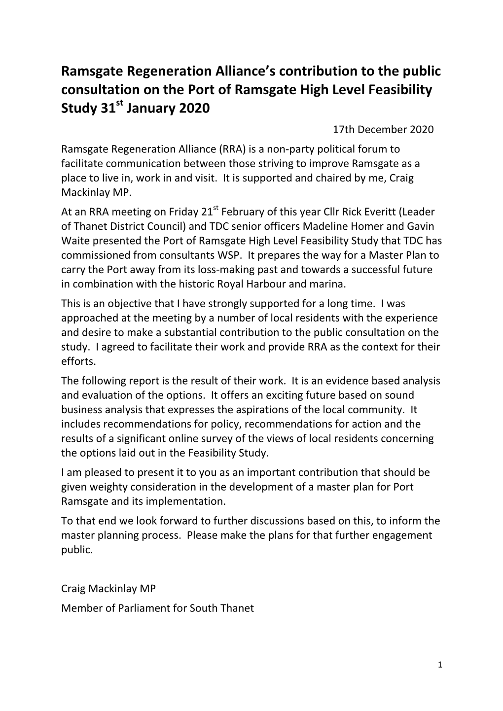 Here Is the RRA Initial Response