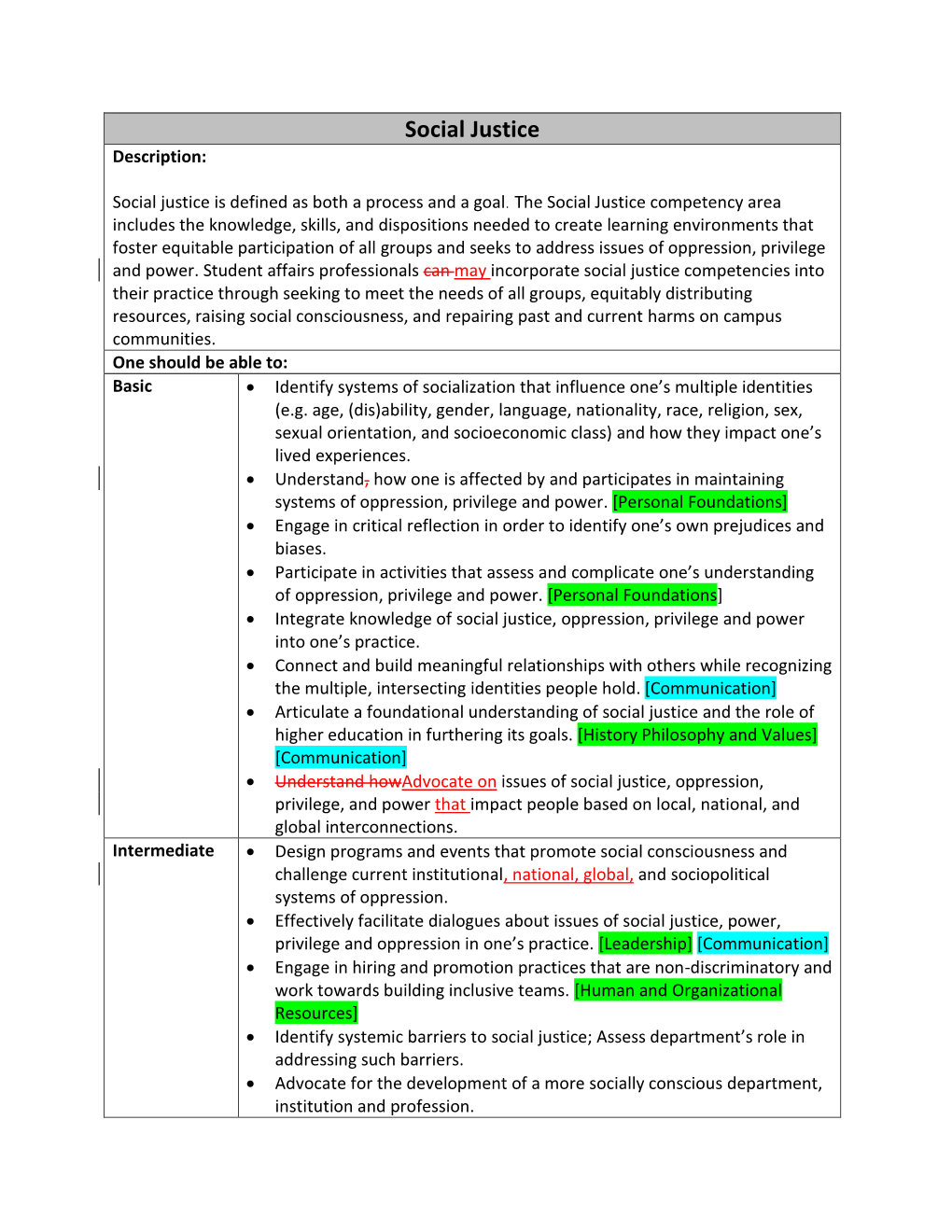 Social Justice Description