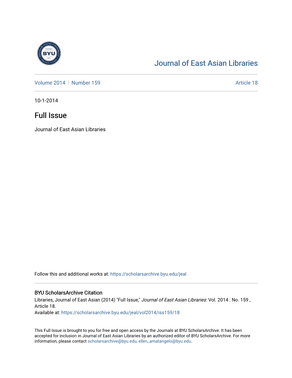 Journal of East Asian Libraries