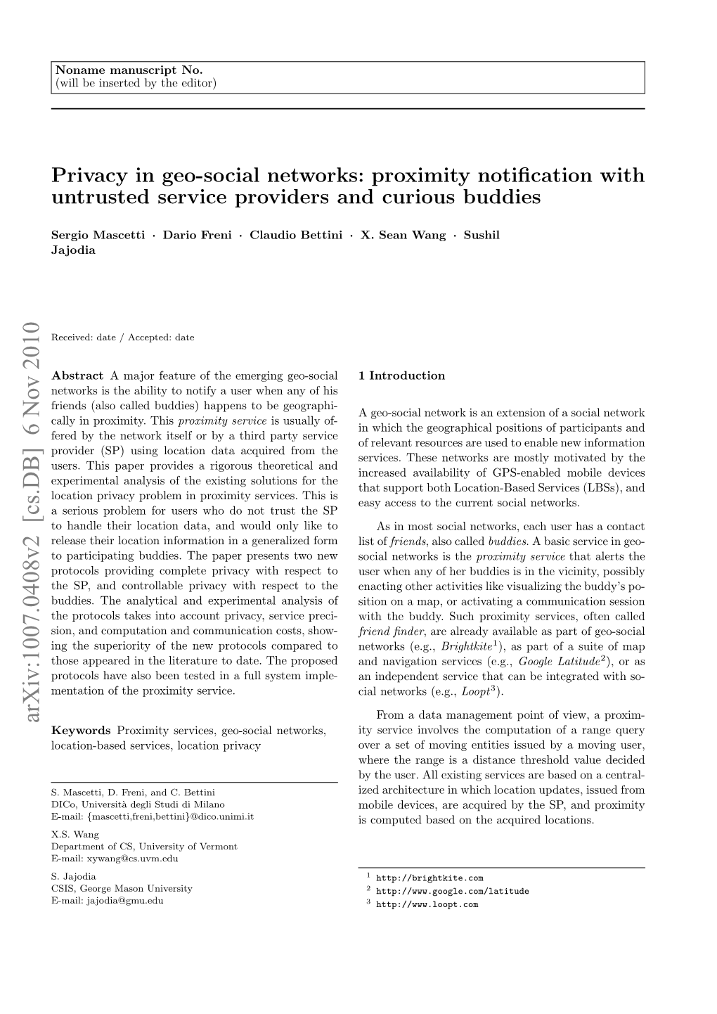 Privacy in Geo-Social Networks: Proximity Notification with Untrusted