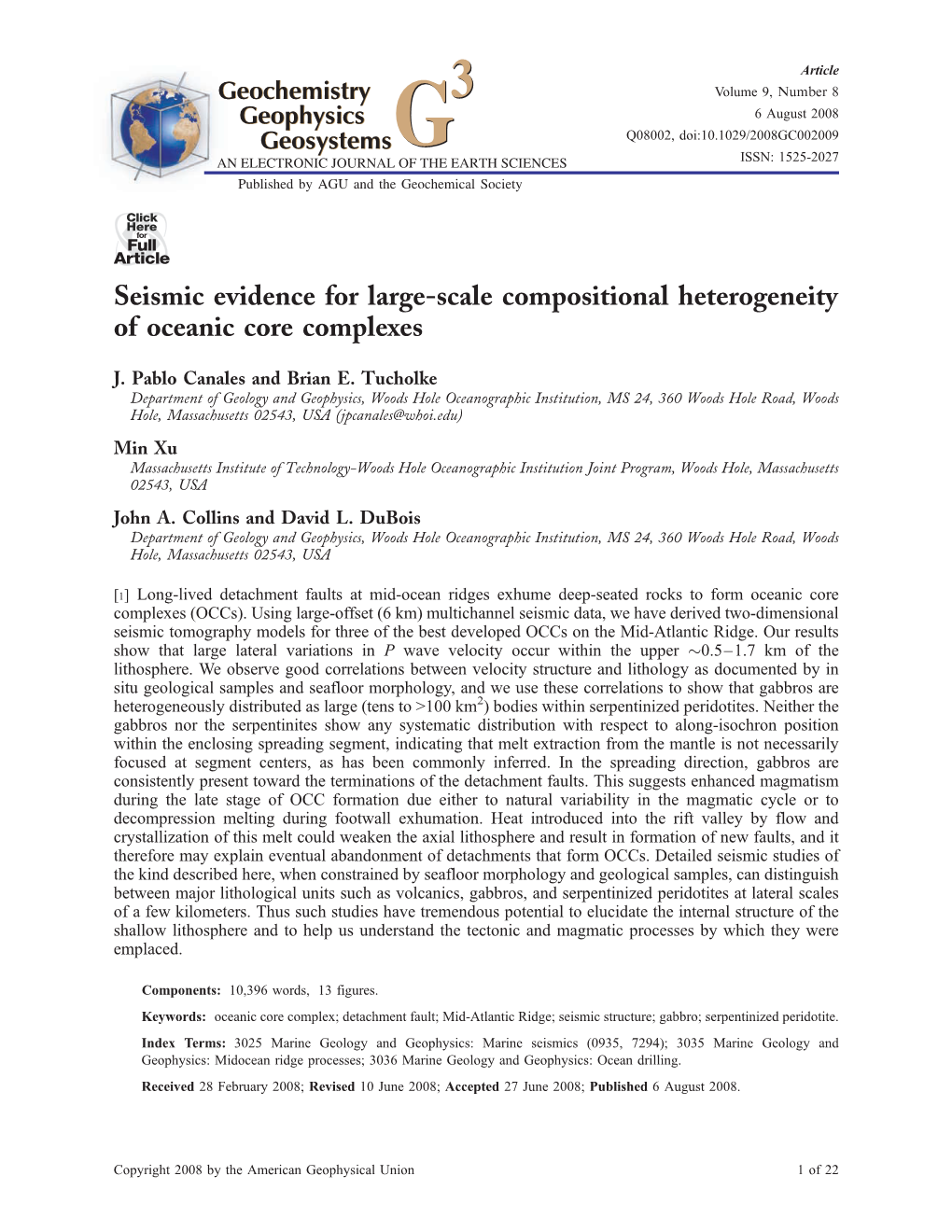 Seismic Evidence for Large-Scale Compositional Heterogeneity of Oceanic Core Complexes