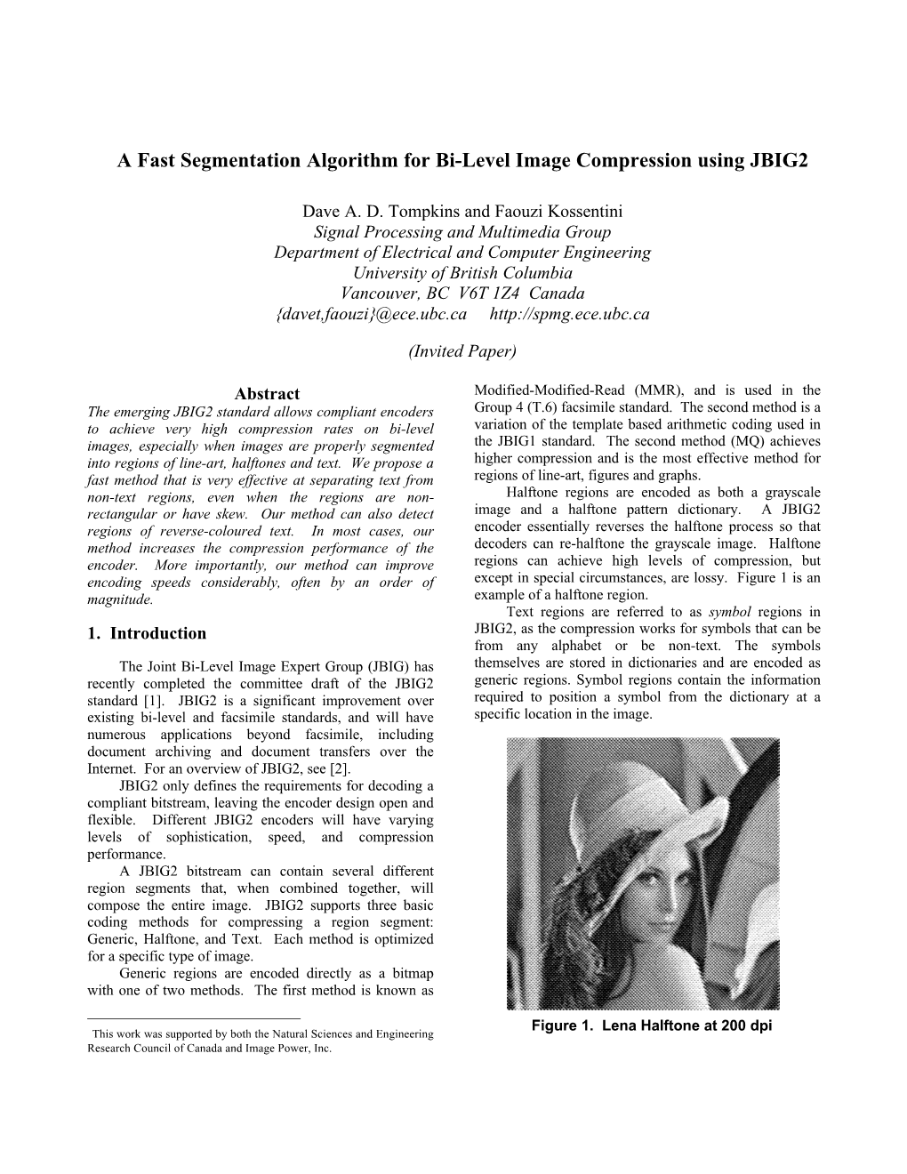 A Fast Segmentation Algorithm for Bi-Level Image Compression Using JBIG2