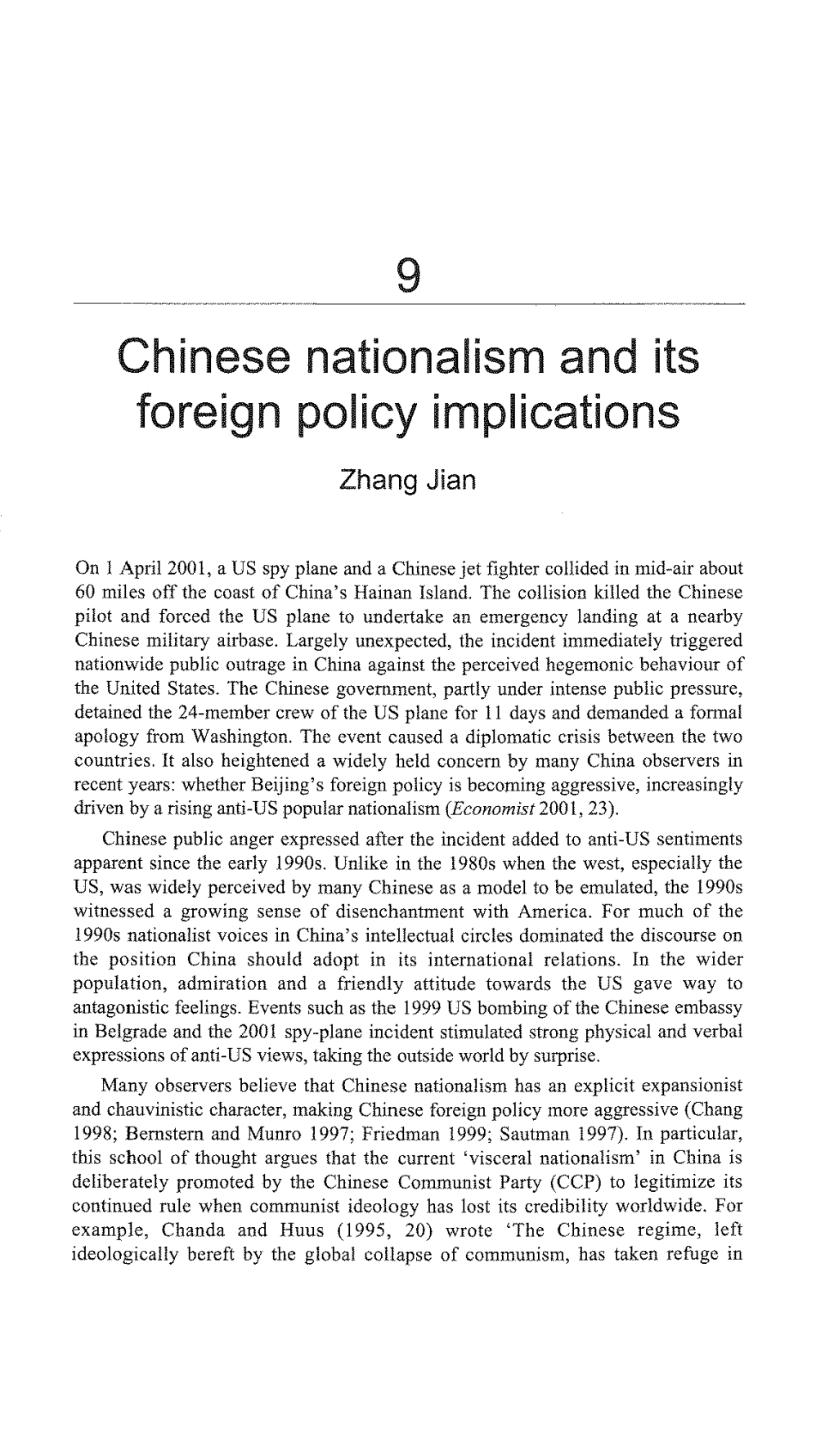Chinese Nationalism and Its Foreign Policy Implications