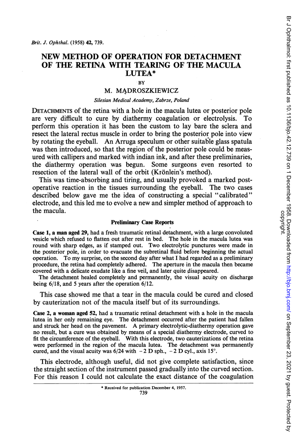 Of the Retina with Tearing of the Macula Lutea* by M