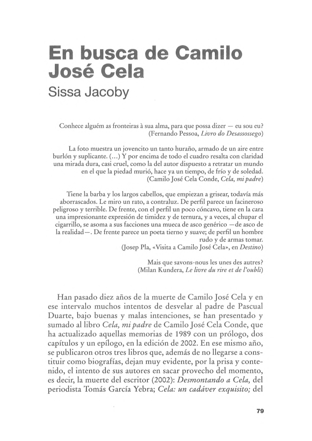 Pdf En Busca De Camilo José Cela / Sissa Jacoby Leer Obra