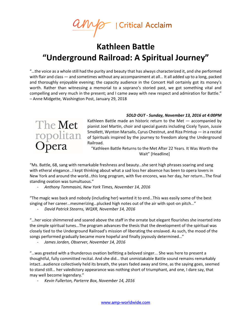 Kathleen Battle “Underground Railroad: a Spiritual Journey”