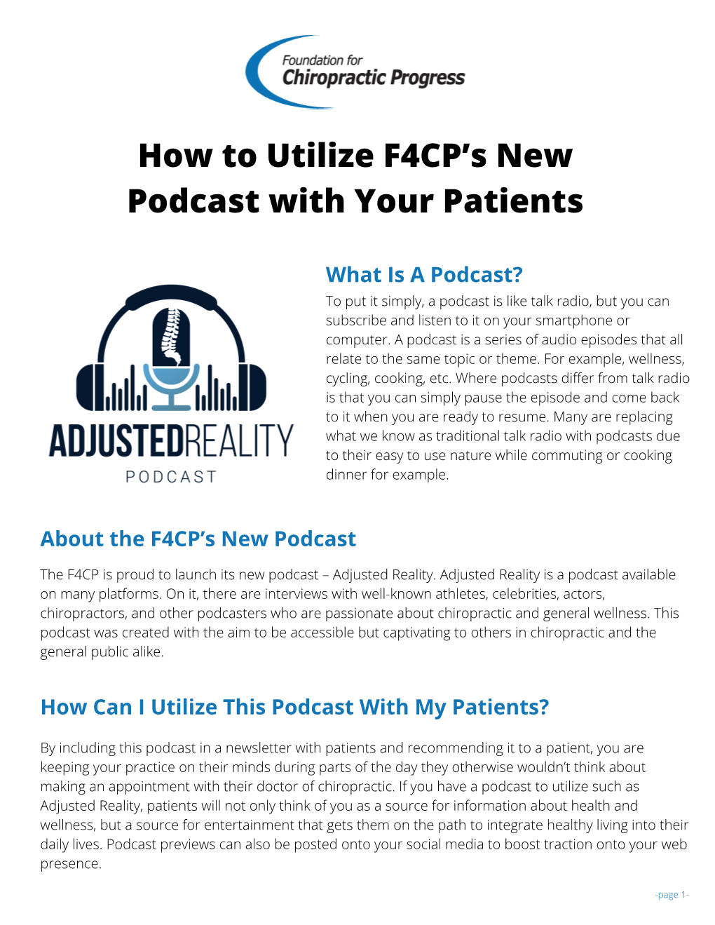 How to Utilize F4CP's New Podcast with Your Patients