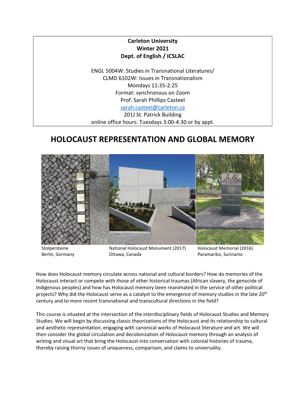 Holocaust Representation and Global Memory