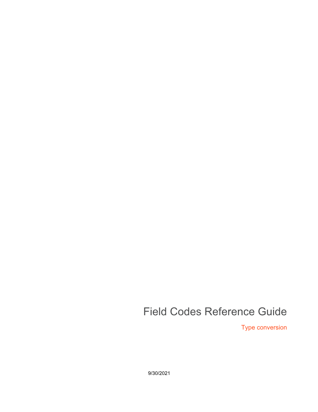 Field Codes Reference Guide