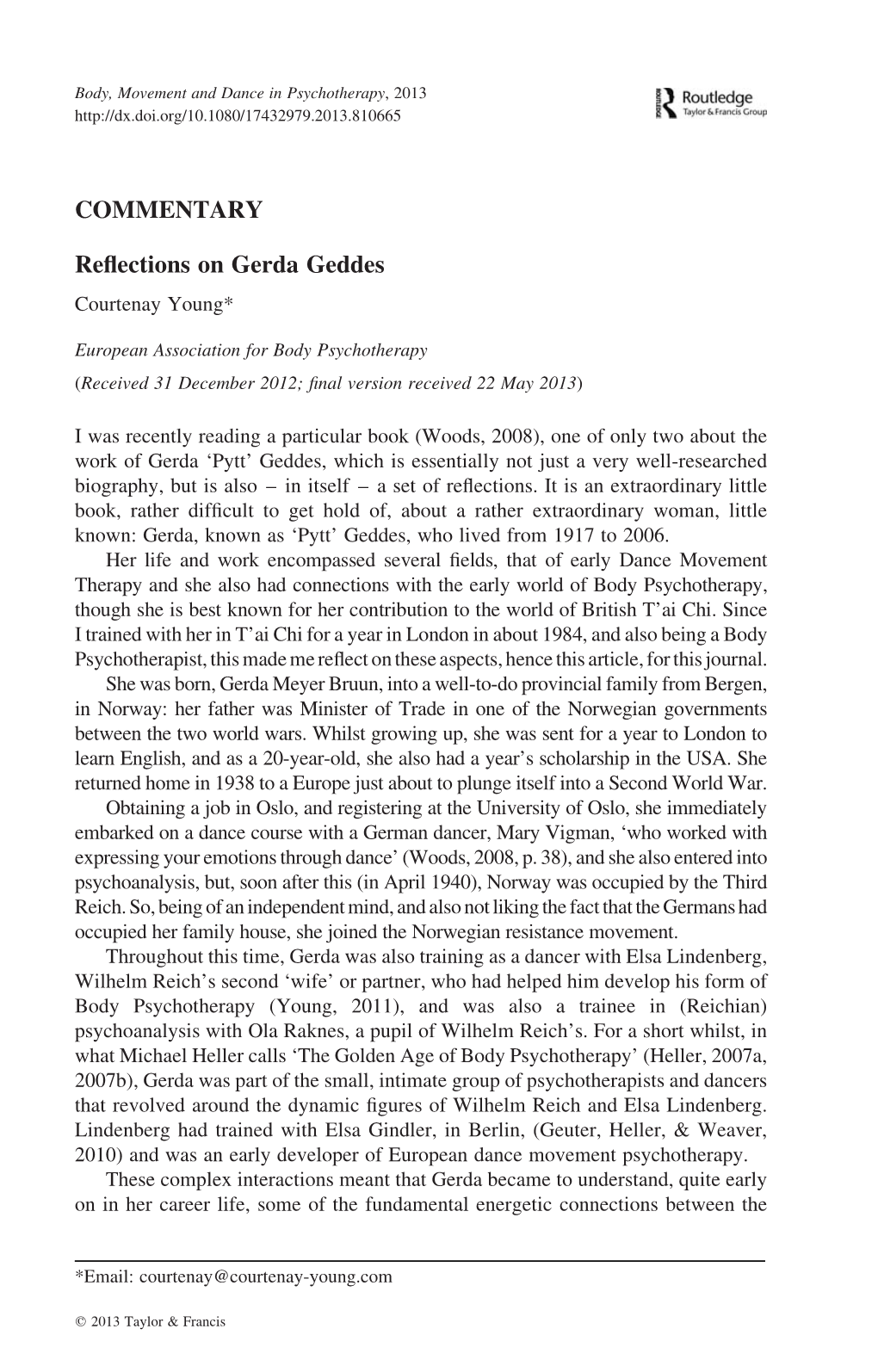 Reflections on Gerda Geddes