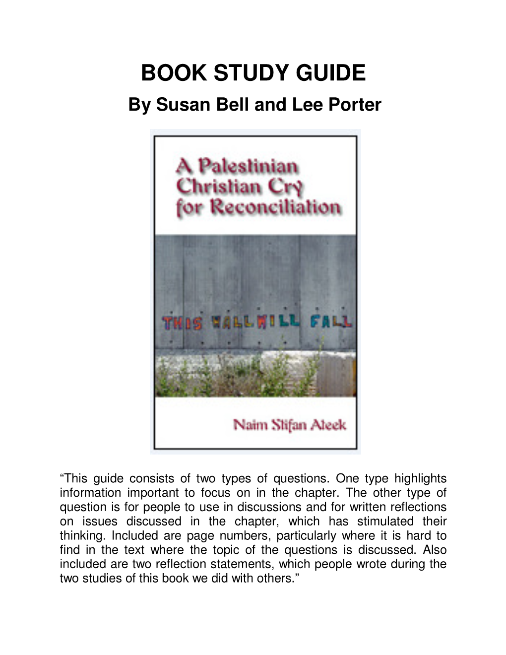 PDF Study Guide to a Palestinian Christian Cry for Reconciliation