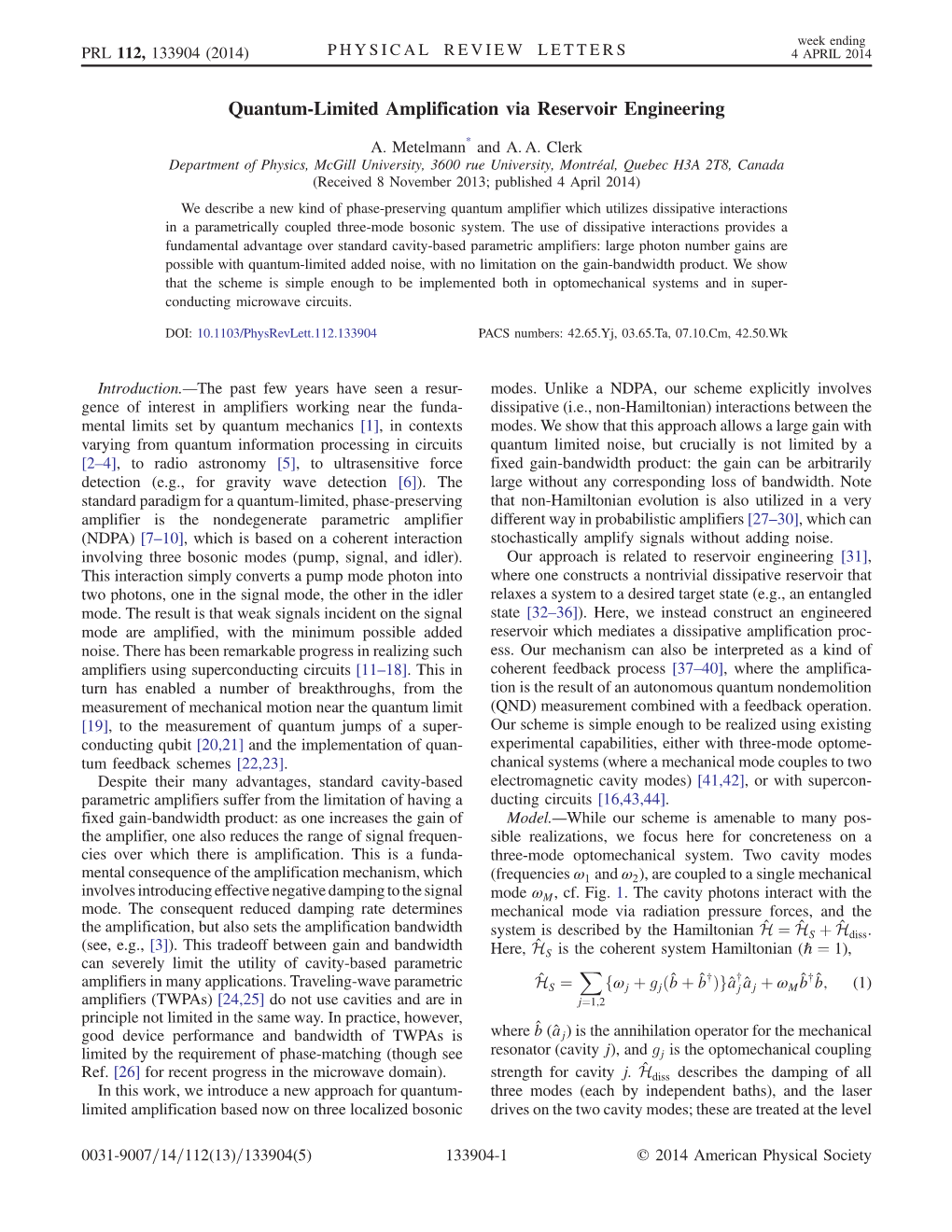 Quantum-Limited Amplification Via Reservoir Engineering