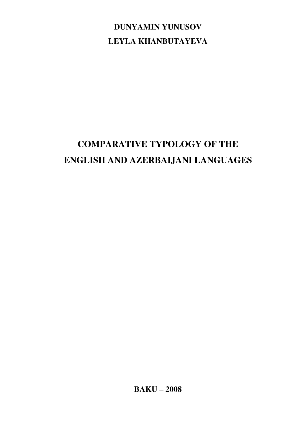 Comparative Typology of the English and Azerbaijani Languages