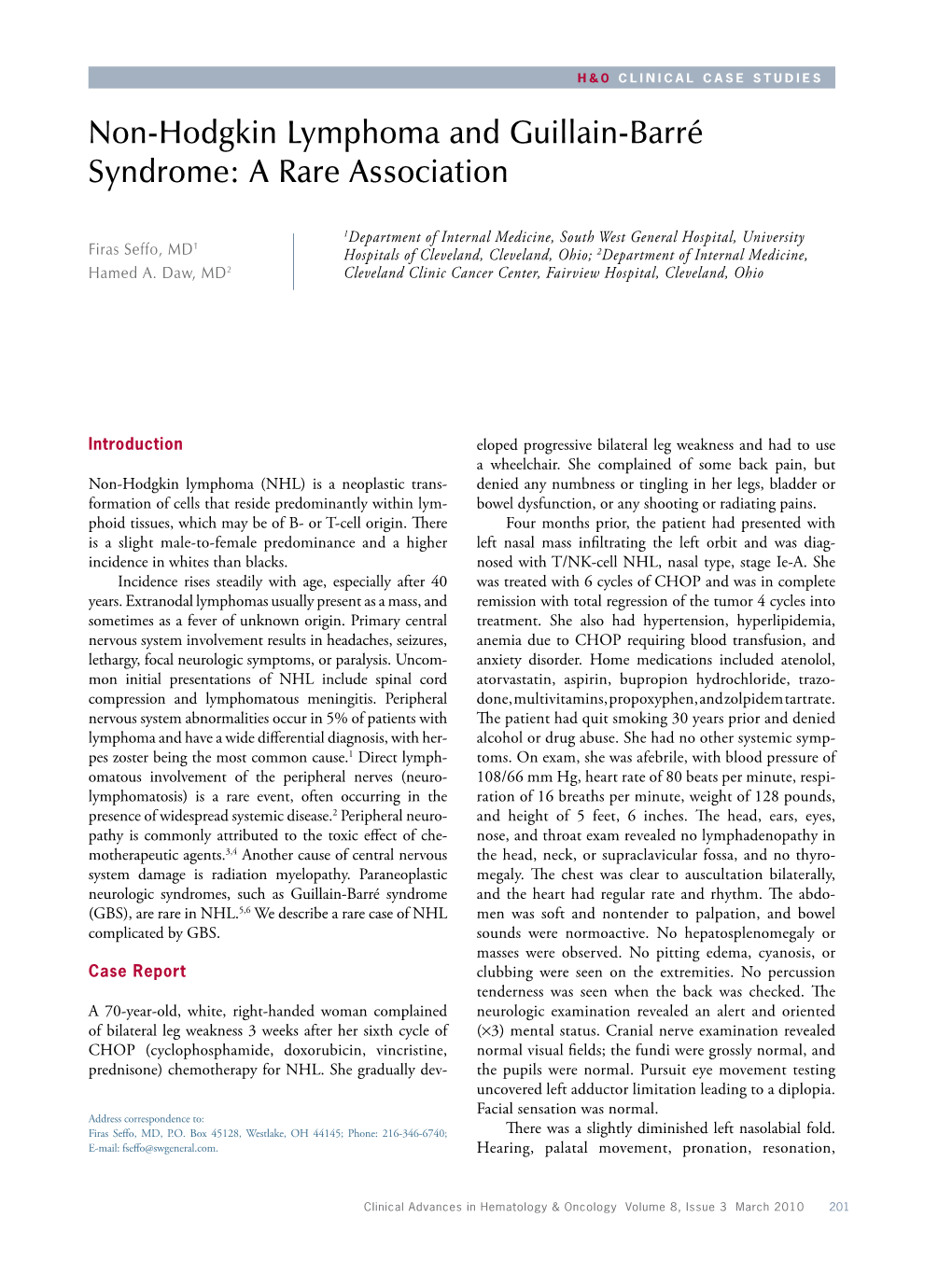 Non-Hodgkin Lymphoma and Guillain-Barré Syndrome: a Rare Association