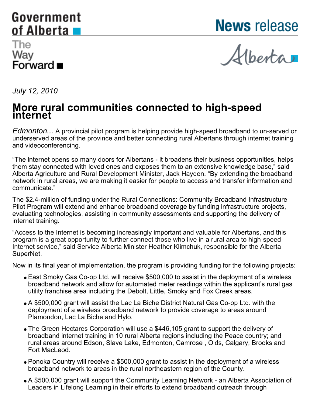 More Rural Communities Connected to High-Speed Internet