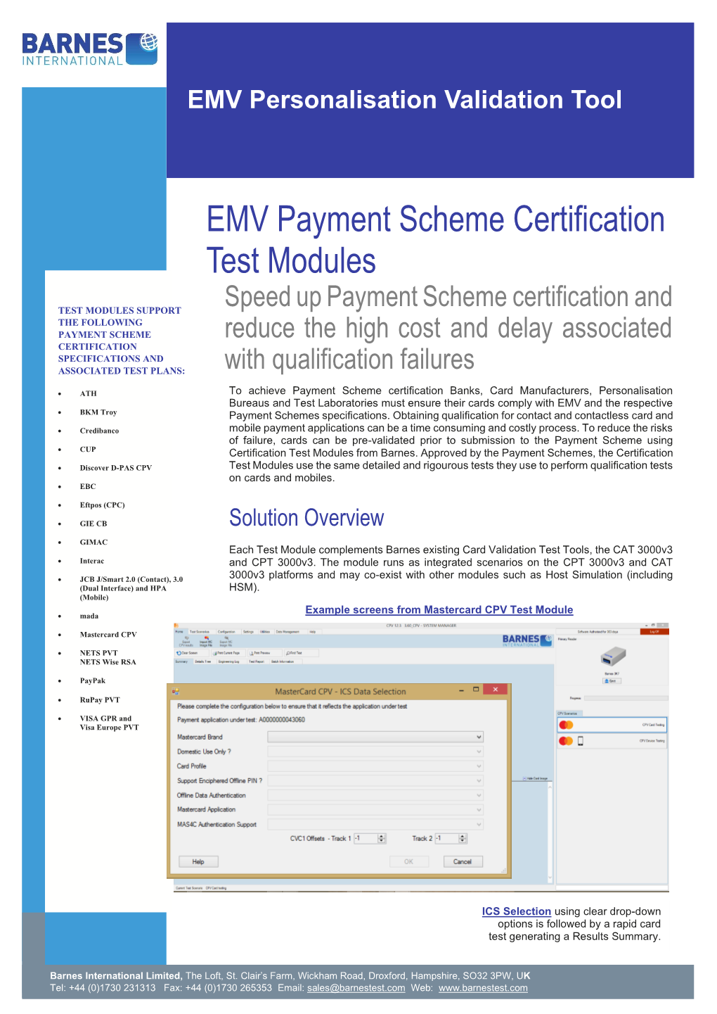 EMV Payment Scheme Certification Test Modules